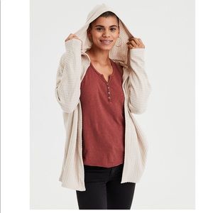 Cream colored soft and plush cardigan sweater